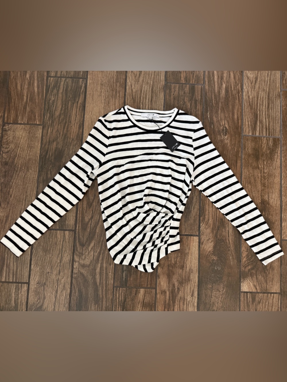 NWT Joe’s Jeans Twist Wrap Stripe Top Ivory Black Size L